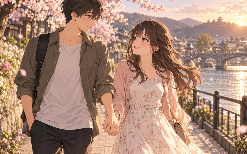 Ảnh anime cặp đôi nắm tay nhau ngọt ngào