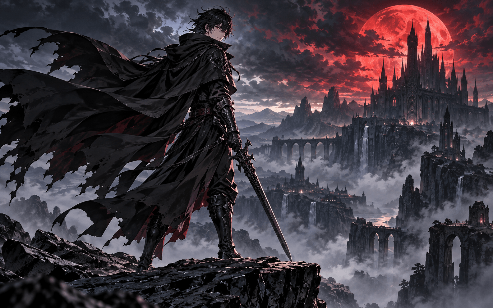 Ảnh anime chiến binh với áo choàng đen