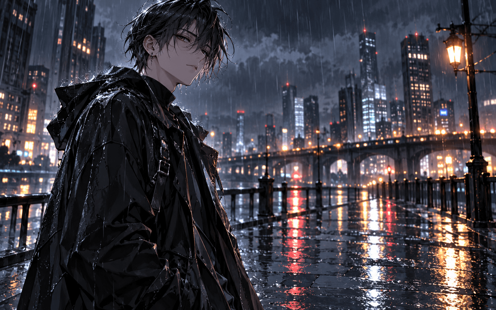 Ảnh anime ngầu dưới trời mưa