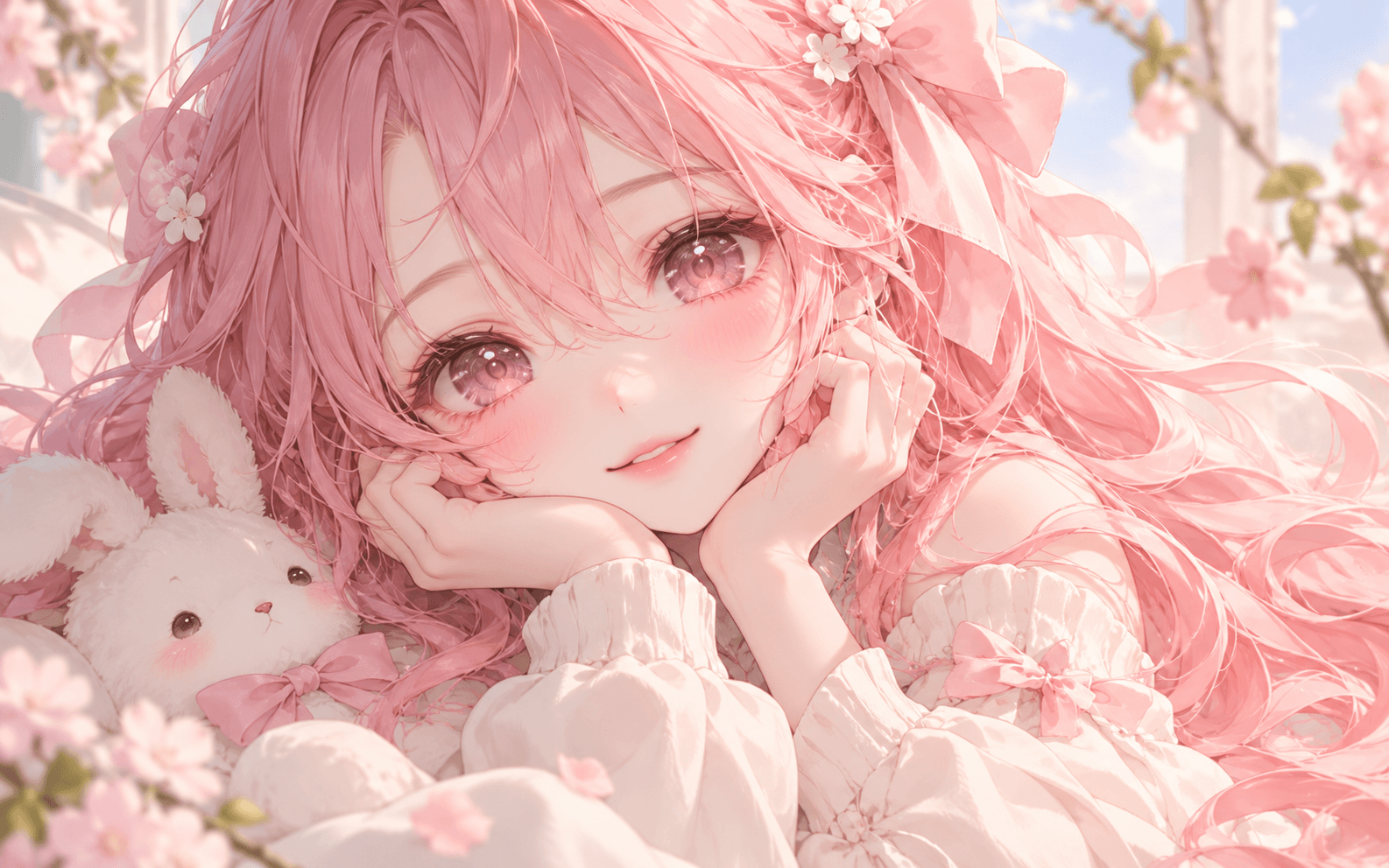 Ảnh anime nữ tóc hồng ngọt ngào