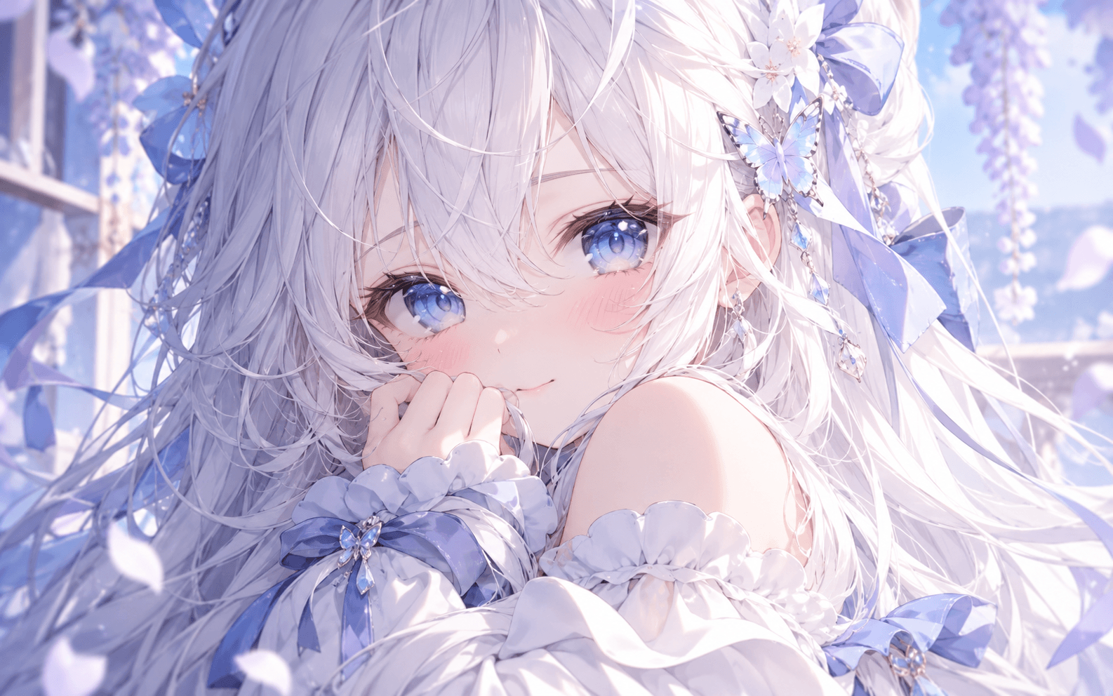 Avatar anime nữ tóc trắng dễ thương